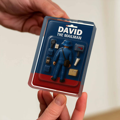 David The Mailman, Custom Acrylic Plaque Featuring a Mailman, Mailbox, Letters, and Parcels