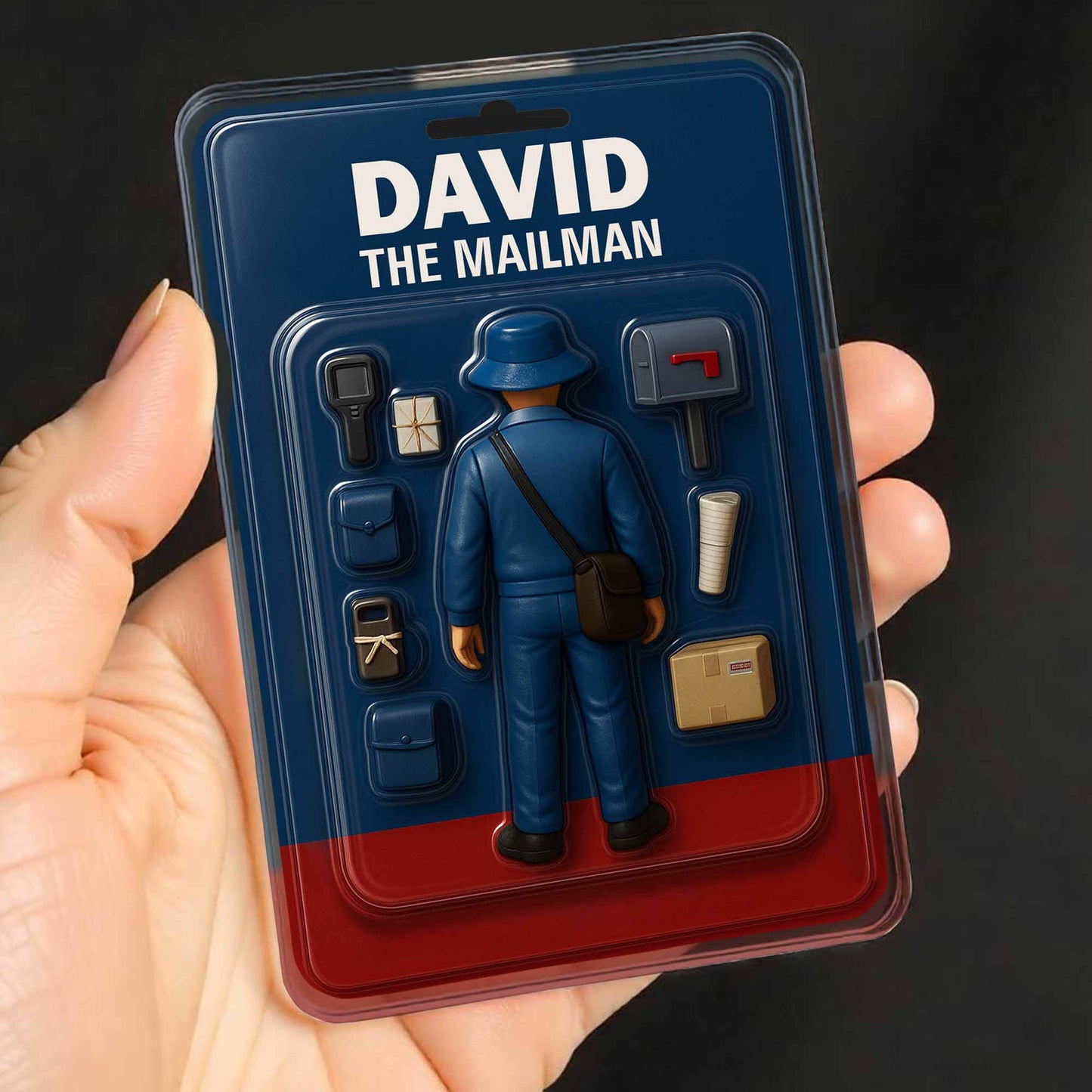 David The Mailman, Custom Acrylic Plaque Featuring a Mailman, Mailbox, Letters, and Parcels