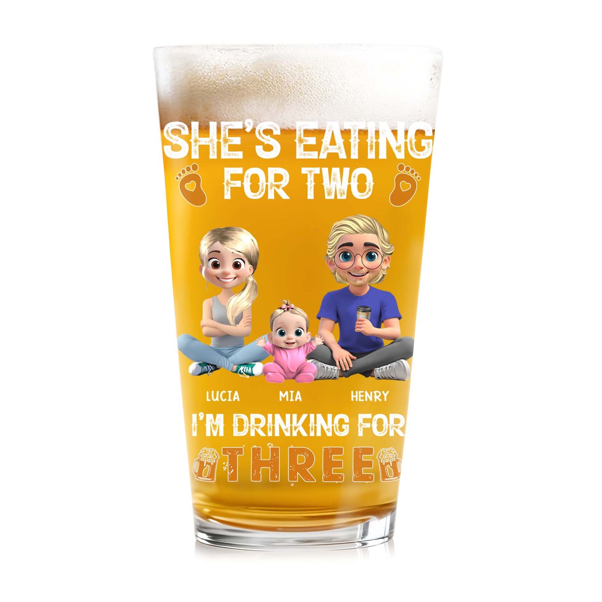 She's Eating For Two, I'm Drinking For Three, Cartoon Family and Footprints