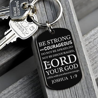 Be Strong and Courageous, Cross and American Flag Keychain