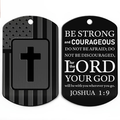 Be Strong and Courageous, Cross and American Flag Keychain