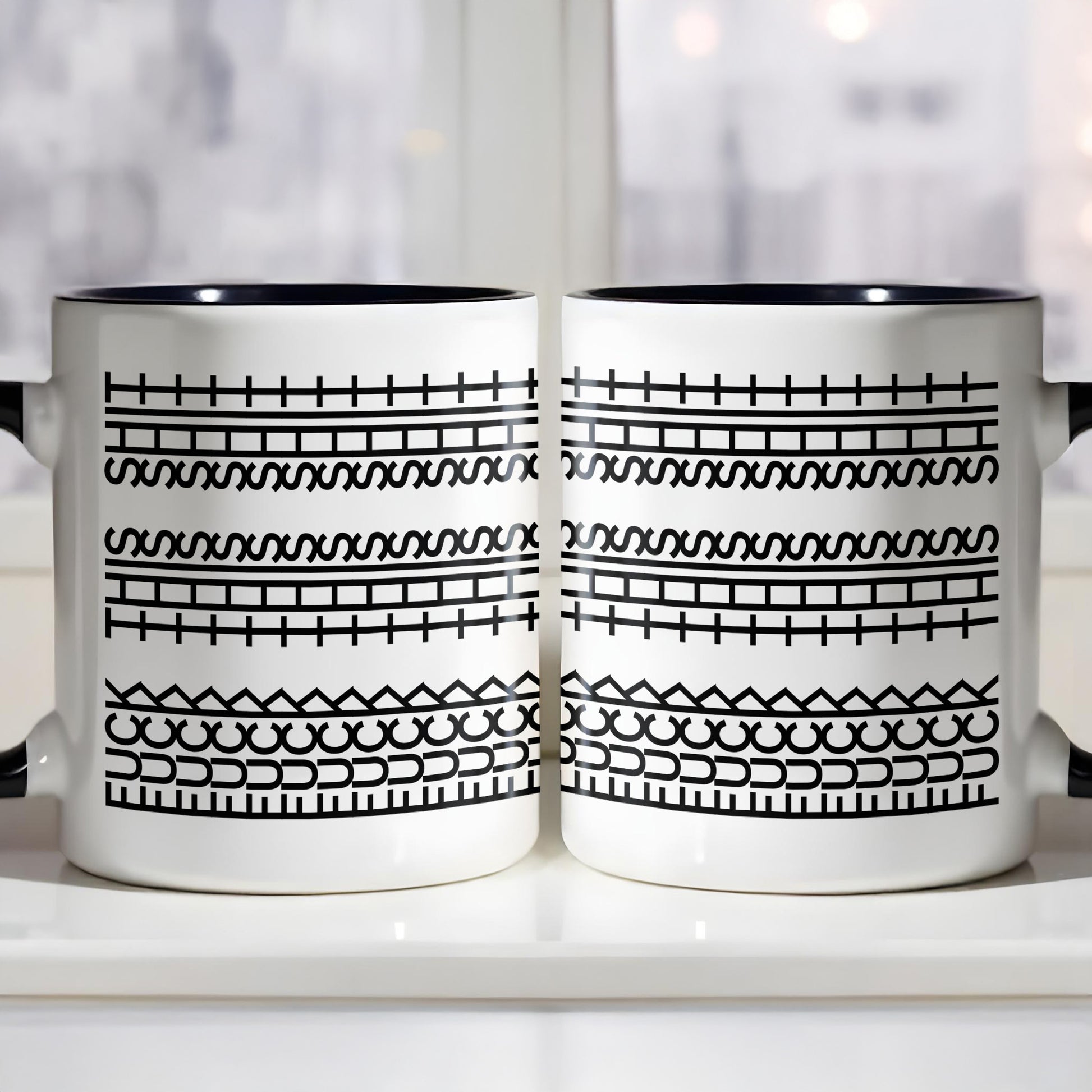 Stylish Custom Accent Mug With Unique Pattern Design, Geometric Patterns