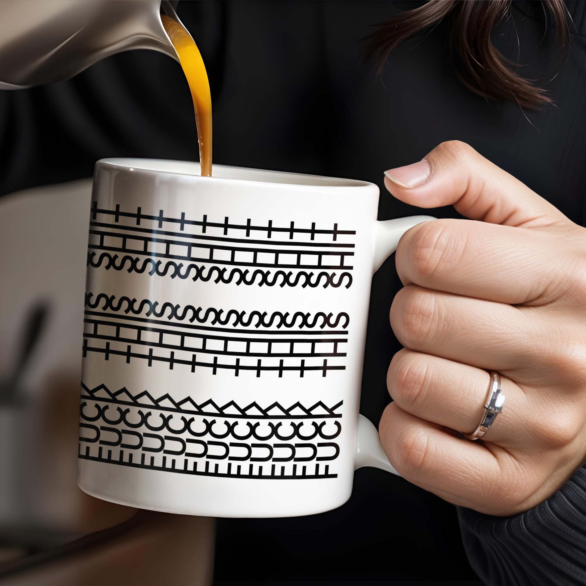 Enjoy Your Daily Coffee With Traditional Patterns, Geometric Lines