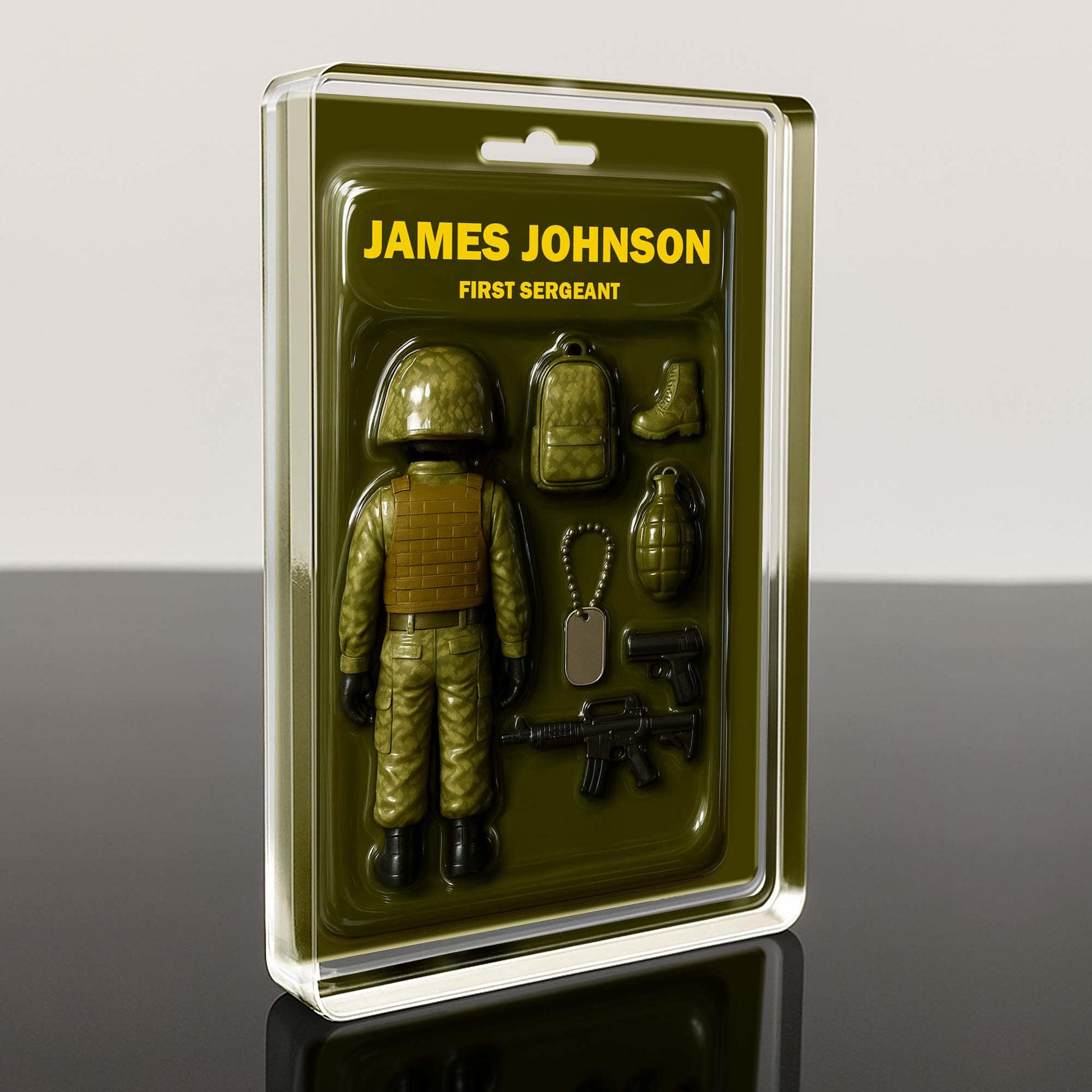 Customizable Military Figure With Backpack, Helmet, and Weapons