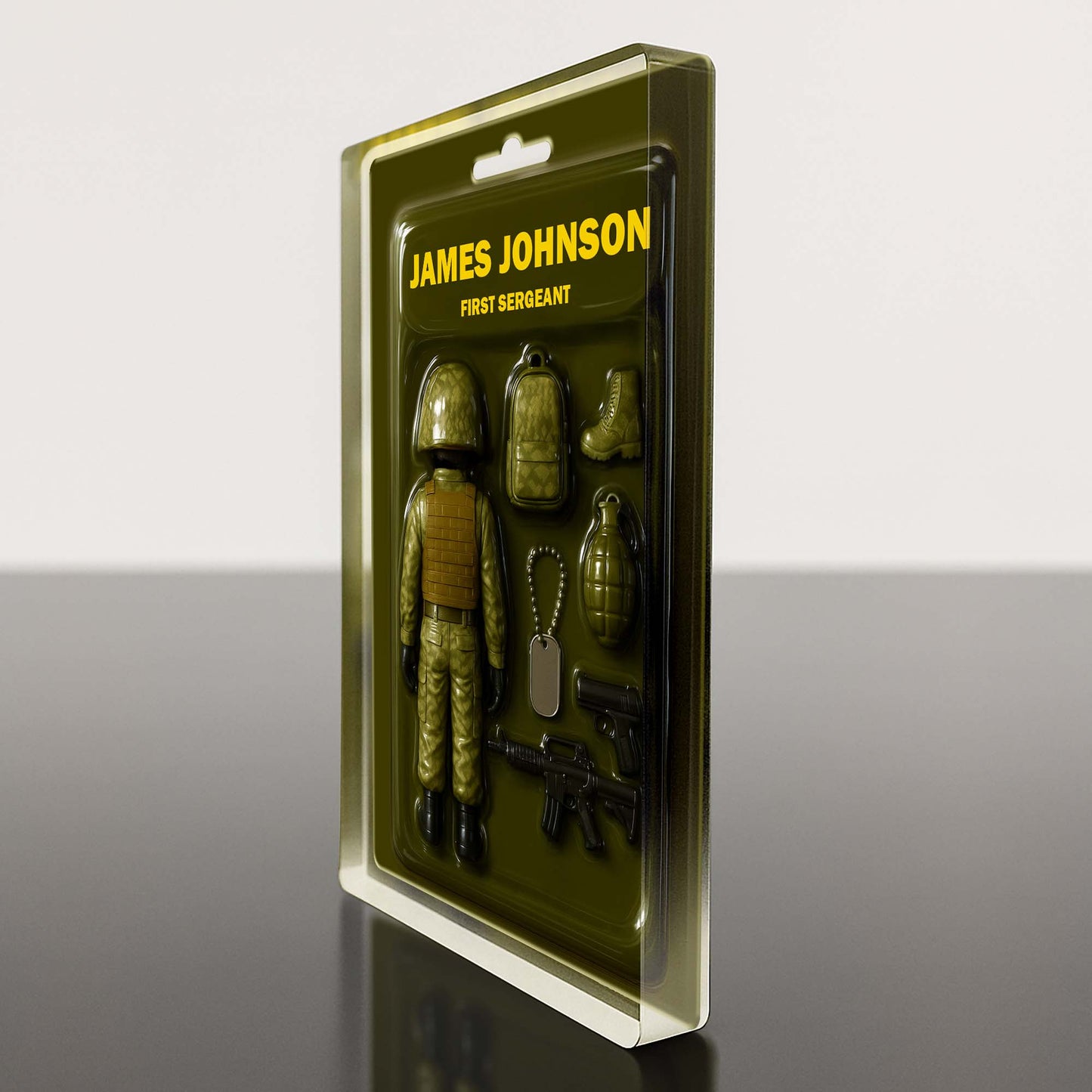 Customizable Military Figure With Backpack, Helmet, and Weapons