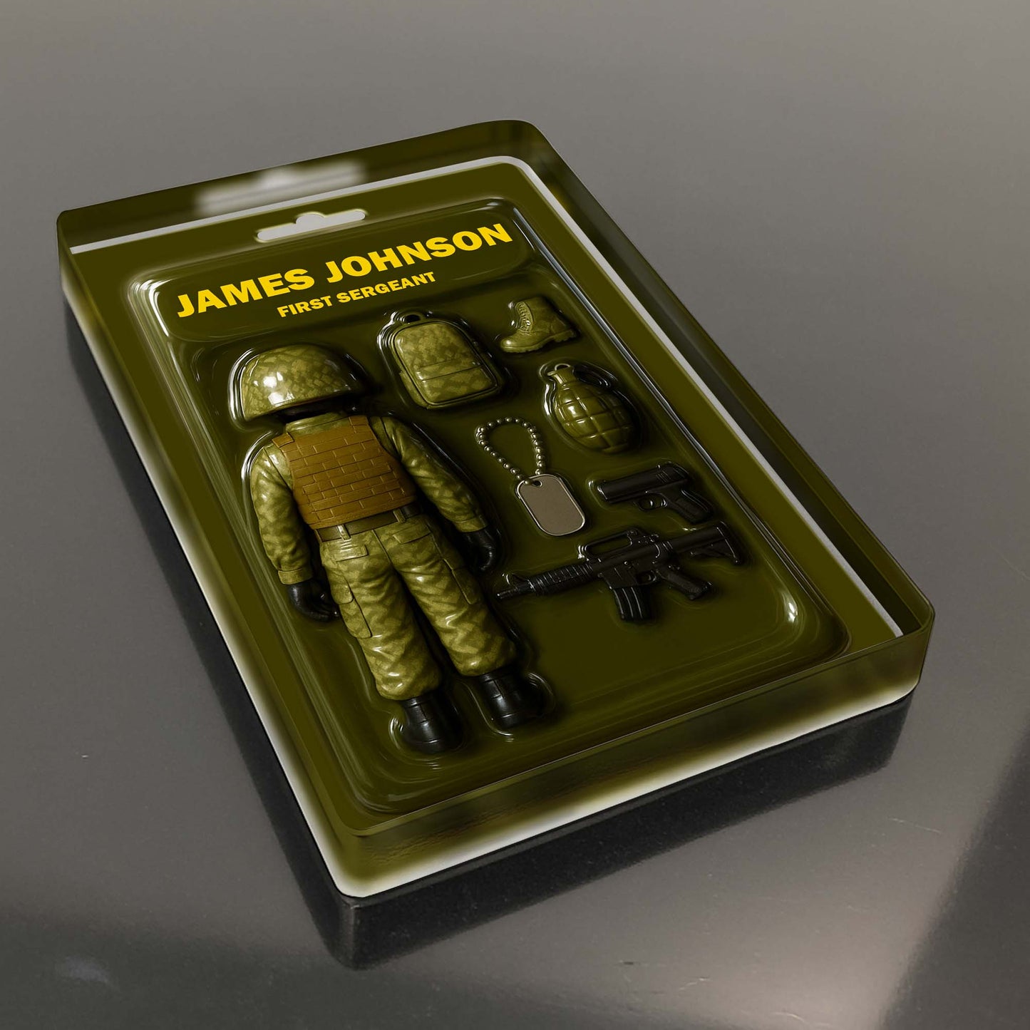 Customizable Military Figure With Backpack, Helmet, and Weapons