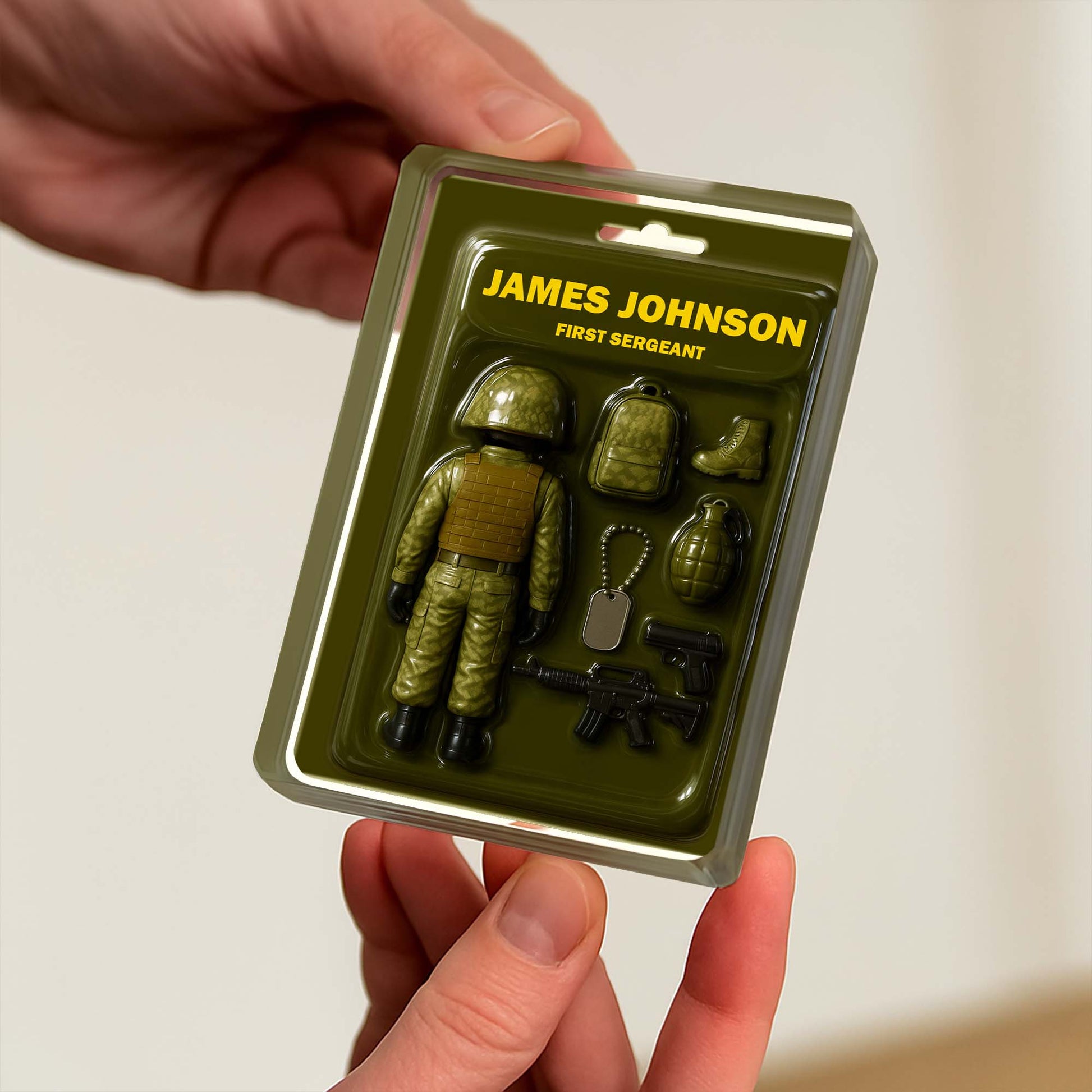 Customizable Military Figure With Backpack, Helmet, and Weapons