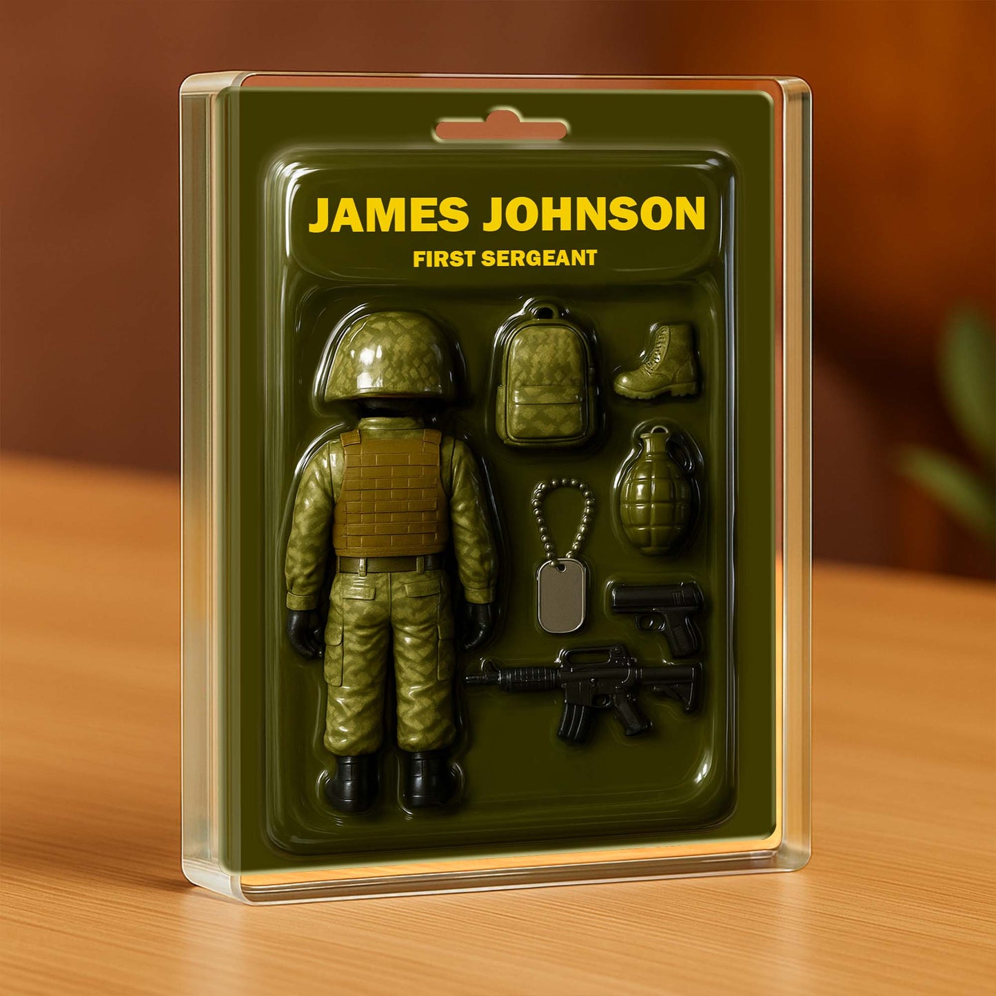 Customizable Military Figure With Backpack, Helmet, and Weapons
