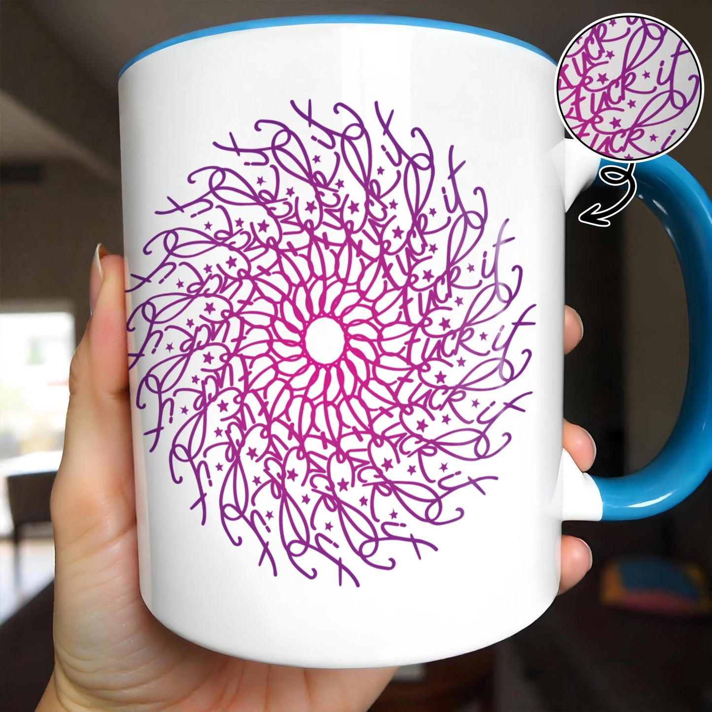 Celebrate Beautiful Intricate Floral Design - Personalized Custom Accent Mug - FAM361_AMUG