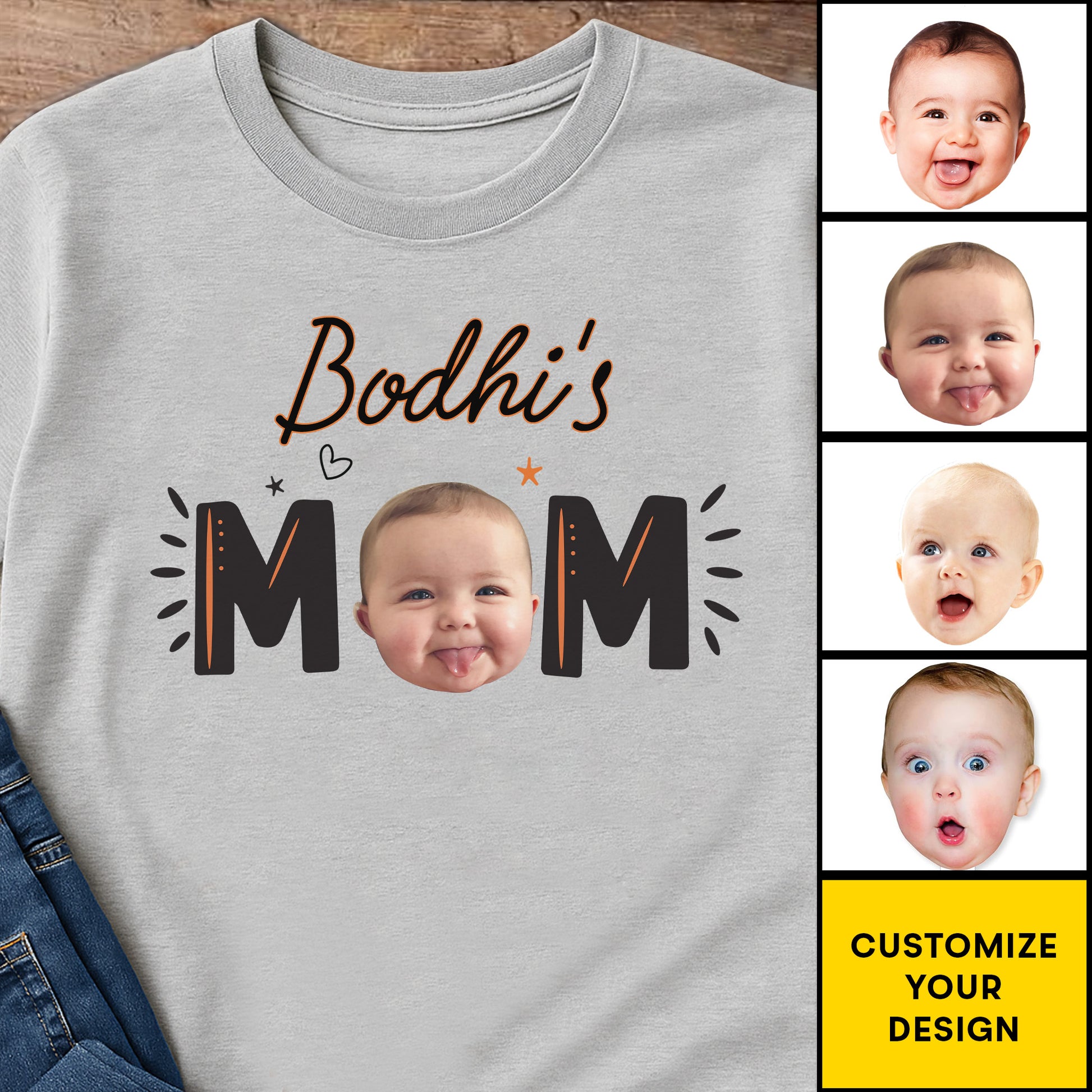 Customize Your MOM T-Shirt With Baby Photos