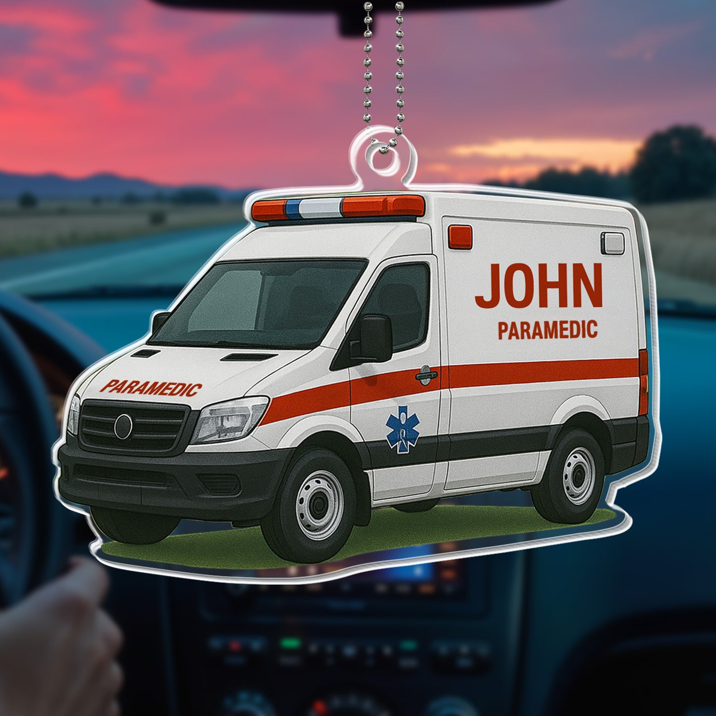 Ambulance Driver, Emergency Medical Services - Personalized Custom Acrylic Ornament, Car Hanging Ornament - FAM369_ACA