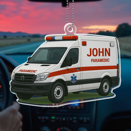 Ambulance Driver, Emergency Medical Services - Personalized Custom Acrylic Ornament, Car Hanging Ornament - FAM369_ACA