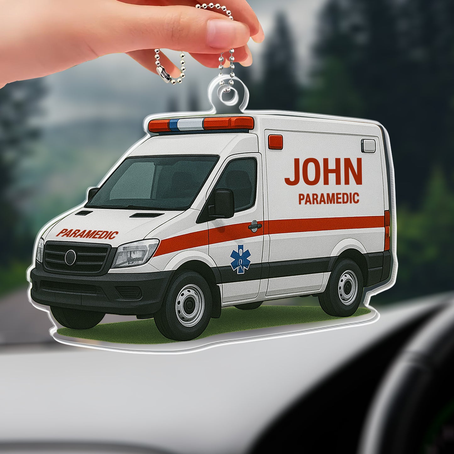 Ambulance Driver, Emergency Medical Services - Personalized Custom Acrylic Ornament, Car Hanging Ornament - FAM369_ACA