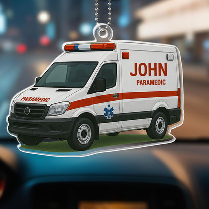 Ambulance Driver, Emergency Medical Services - Personalized Custom Acrylic Ornament, Car Hanging Ornament - FAM369_ACA