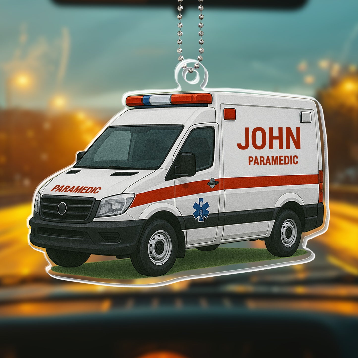 Ambulance Driver, Emergency Medical Services - Personalized Custom Acrylic Ornament, Car Hanging Ornament - FAM369_ACA