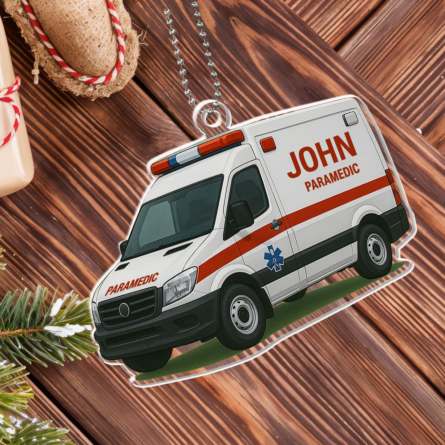 Ambulance Driver, Emergency Medical Services - Personalized Custom Acrylic Ornament, Car Hanging Ornament - FAM369_ACA