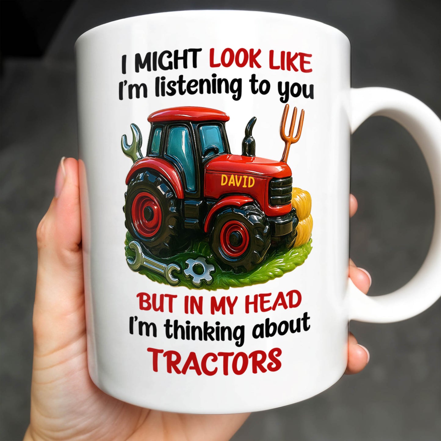 Thinking About Tractors Customizable Coffee Mug