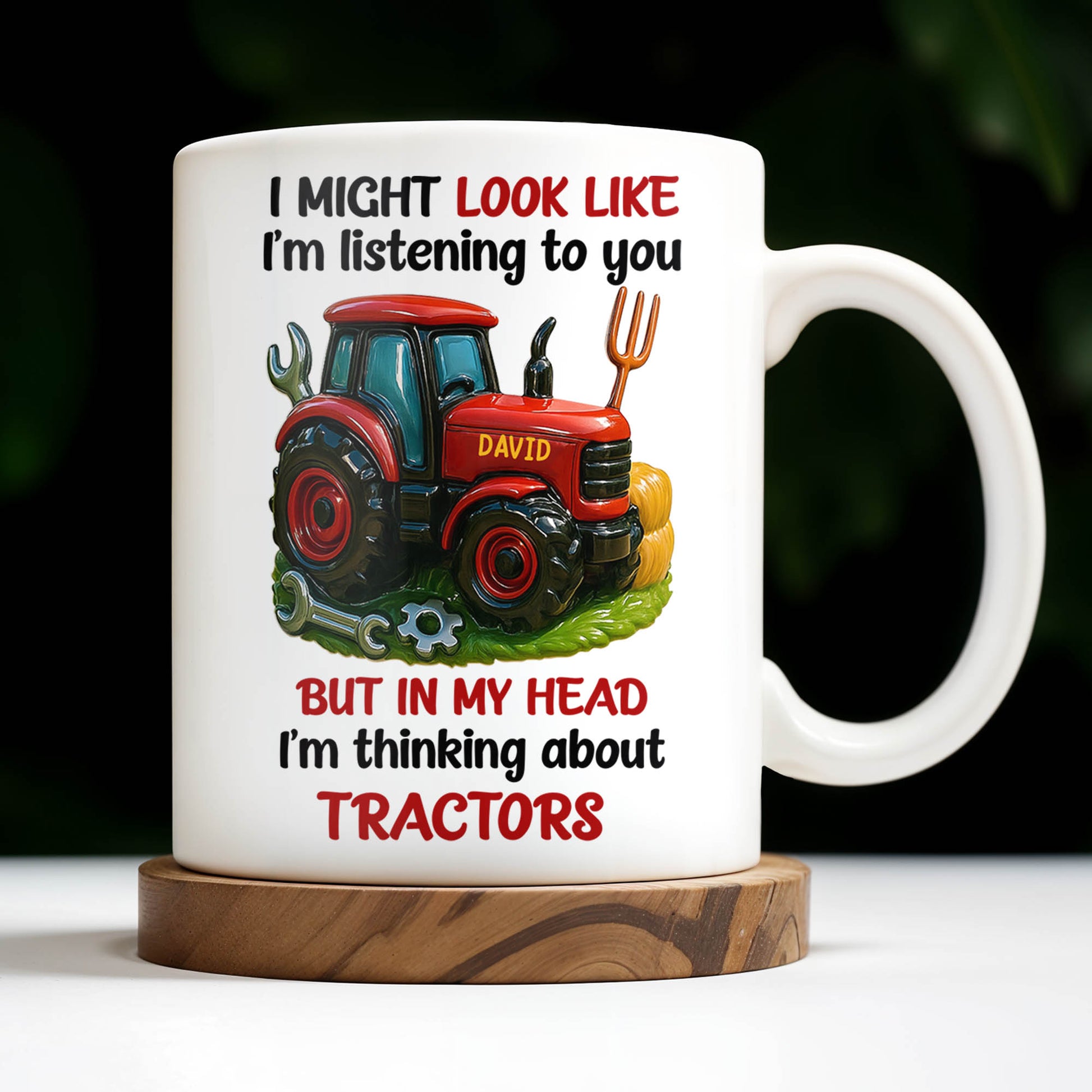 Thinking About Tractors Customizable Coffee Mug