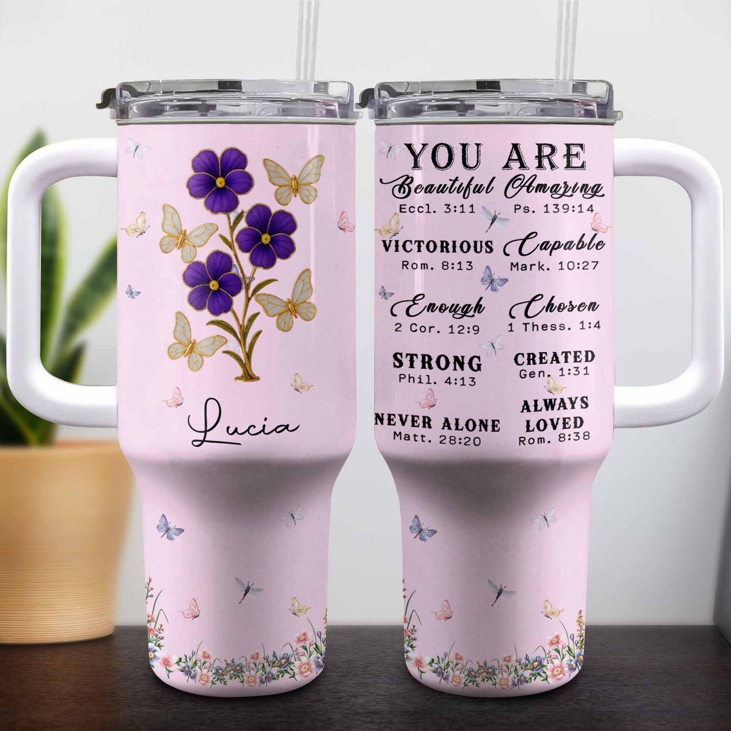 You Are Beautiful Amazing Victorious Strong, Flowers Butterflies Design