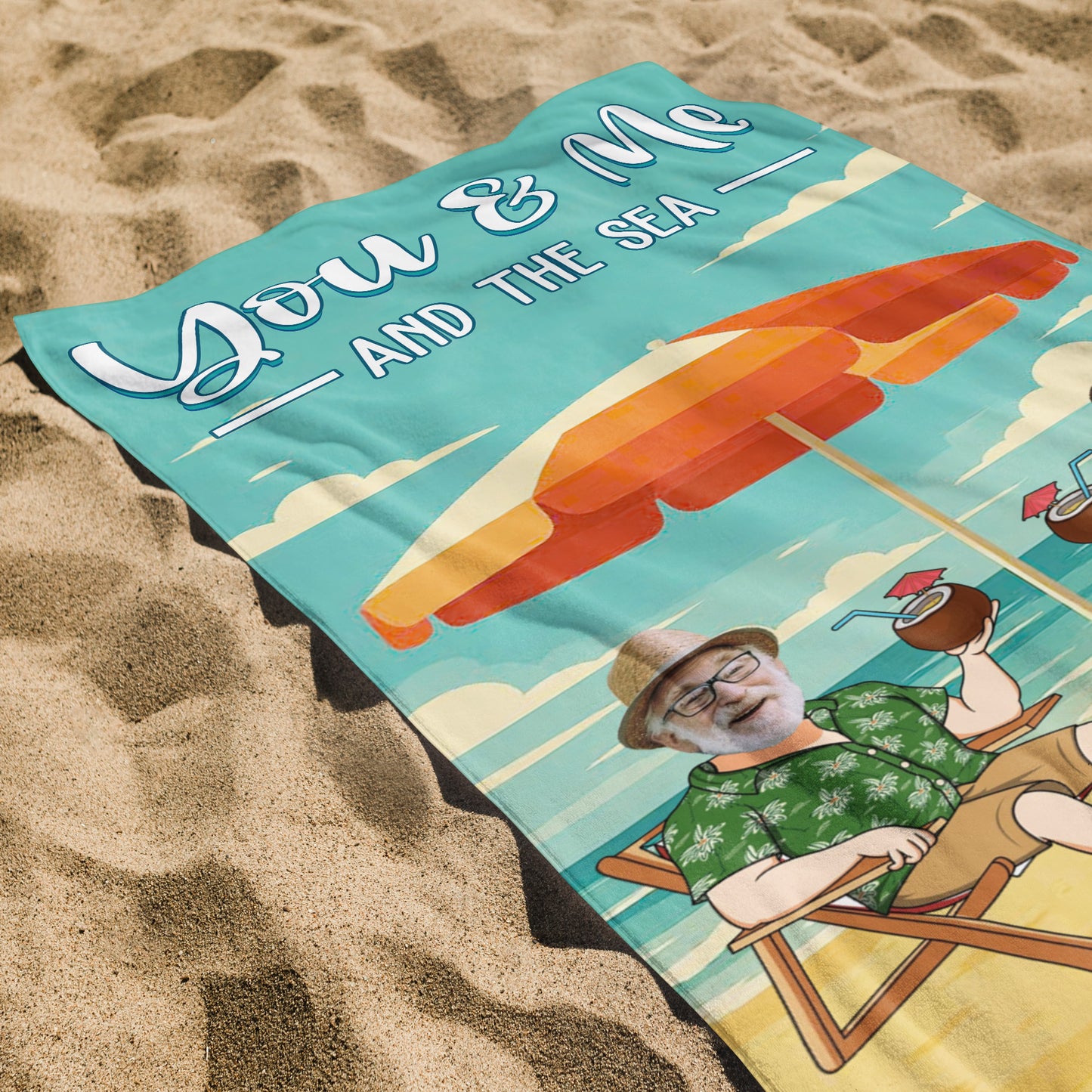 You & Me And The Sea, Beach Umbrella And Chairs