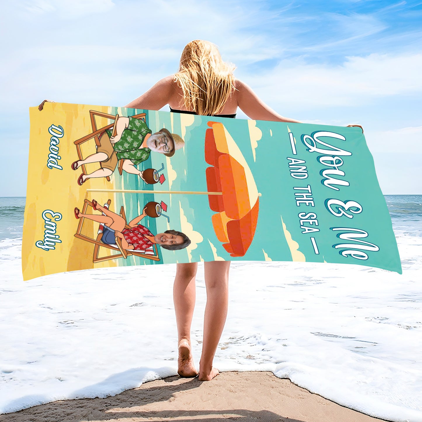 You & Me And The Sea, Beach Umbrella And Chairs