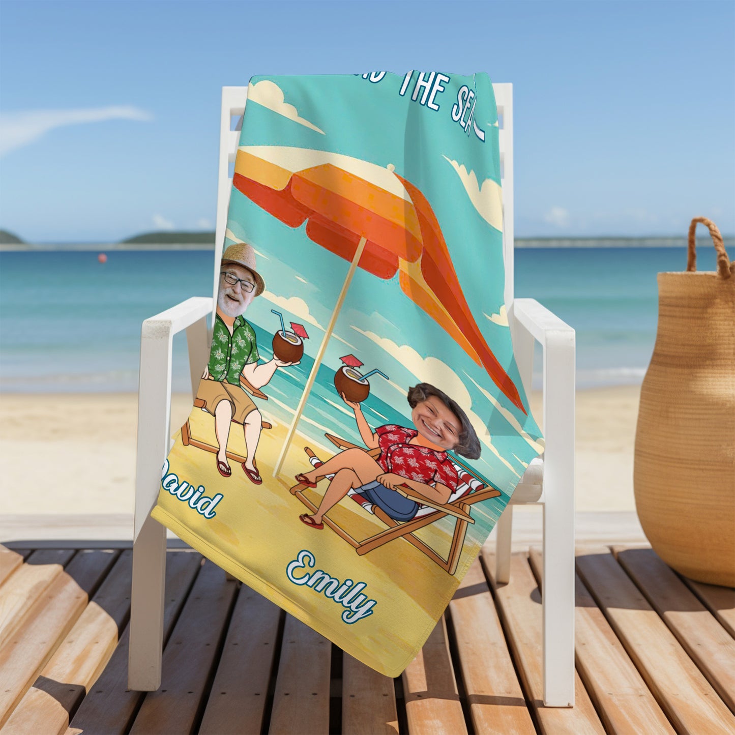 You & Me And The Sea, Beach Umbrella And Chairs