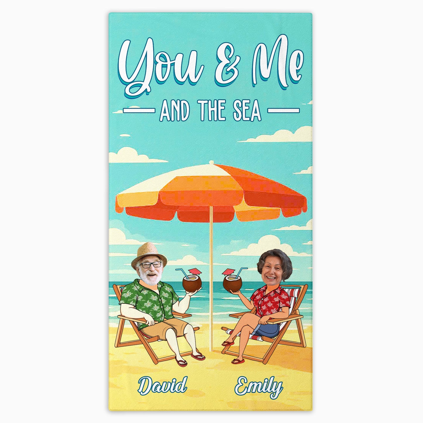 You & Me And The Sea, Beach Umbrella And Chairs