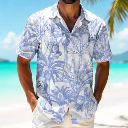 Sunny Day With Your Furry Friend, Dogs And Palm Trees