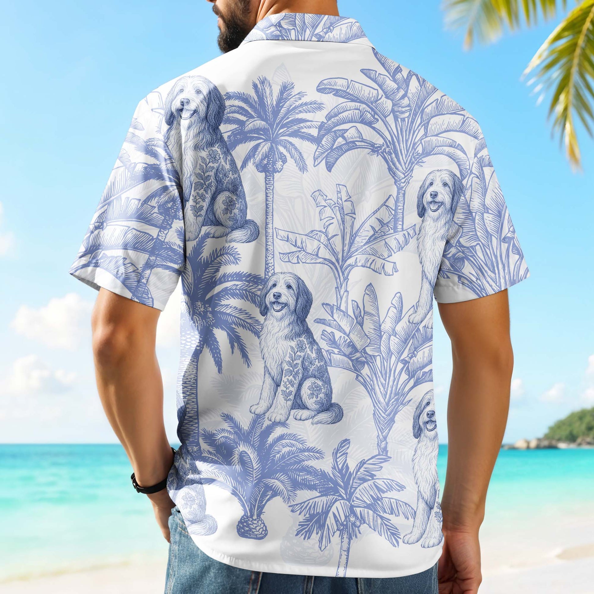 Sunny Day With Your Furry Friend, Dogs And Palm Trees