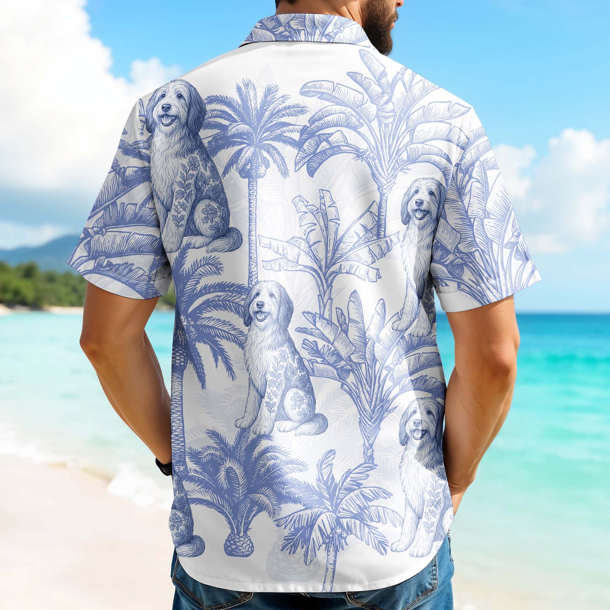 Sunny Day With Your Furry Friend, Dogs And Palm Trees