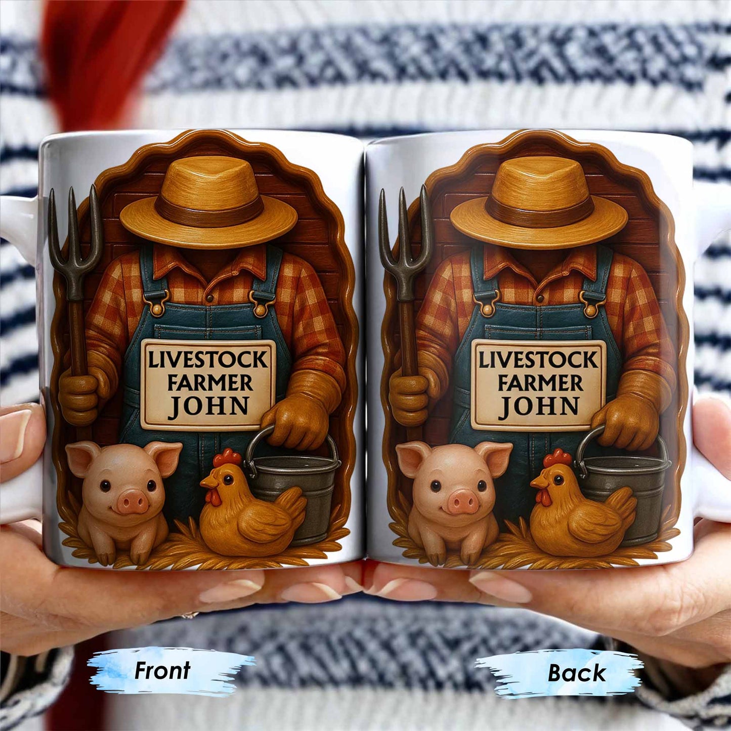 Livestock Farmer With Pig And Chicken - Personalized Custom Coffee Mug - FAM380_MG