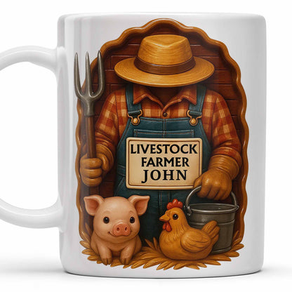 Livestock Farmer With Pig And Chicken - Personalized Custom Coffee Mug - FAM380_MG