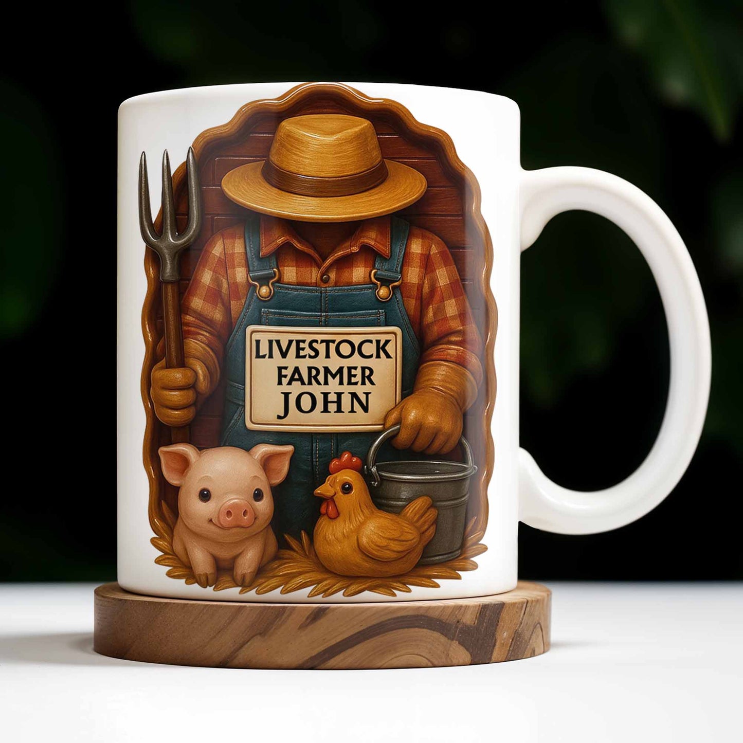 Livestock Farmer With Pig And Chicken - Personalized Custom Coffee Mug - FAM380_MG