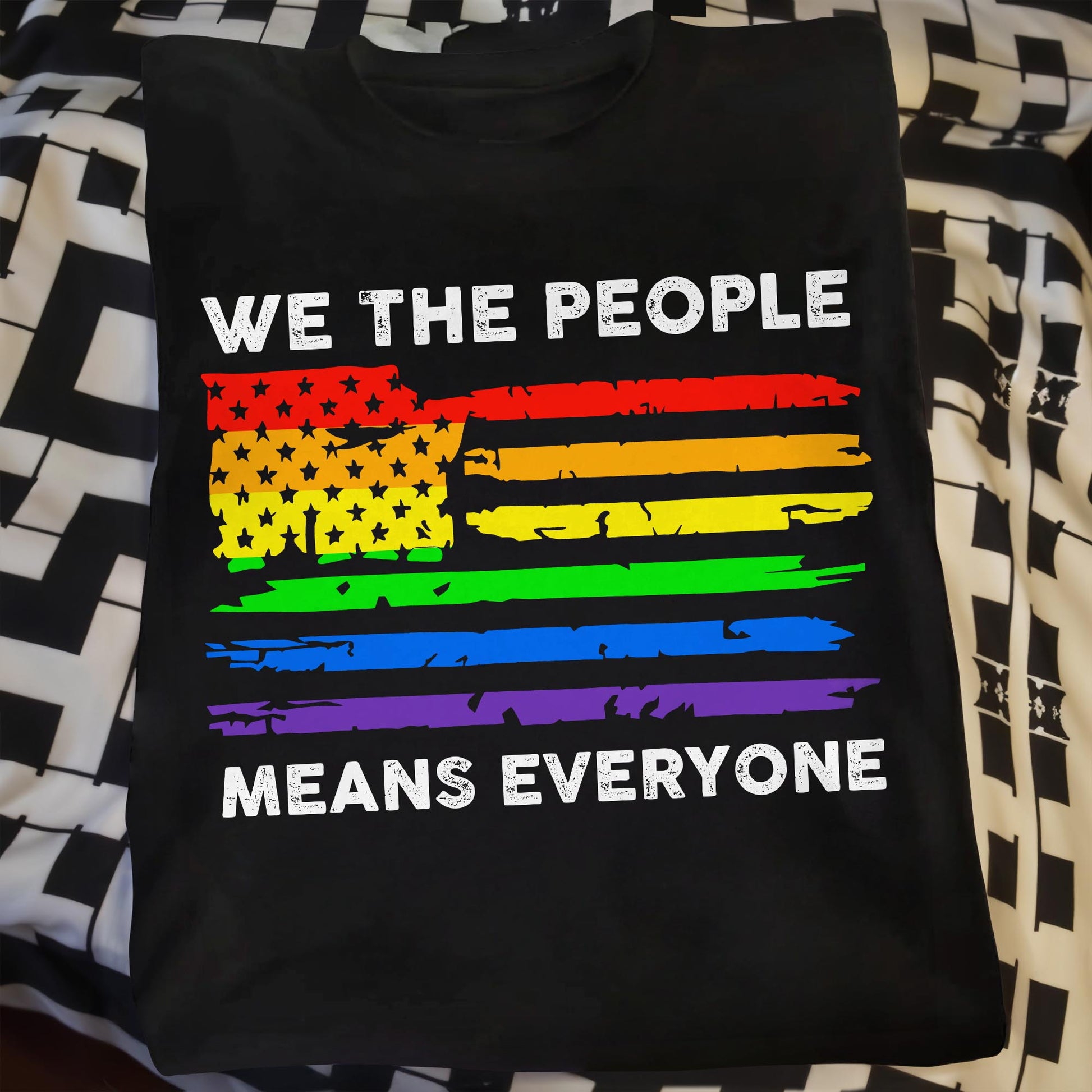 We The People Means Everyone Rainbow American Flag