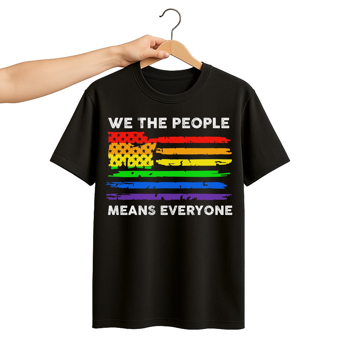 We The People Means Everyone Rainbow American Flag