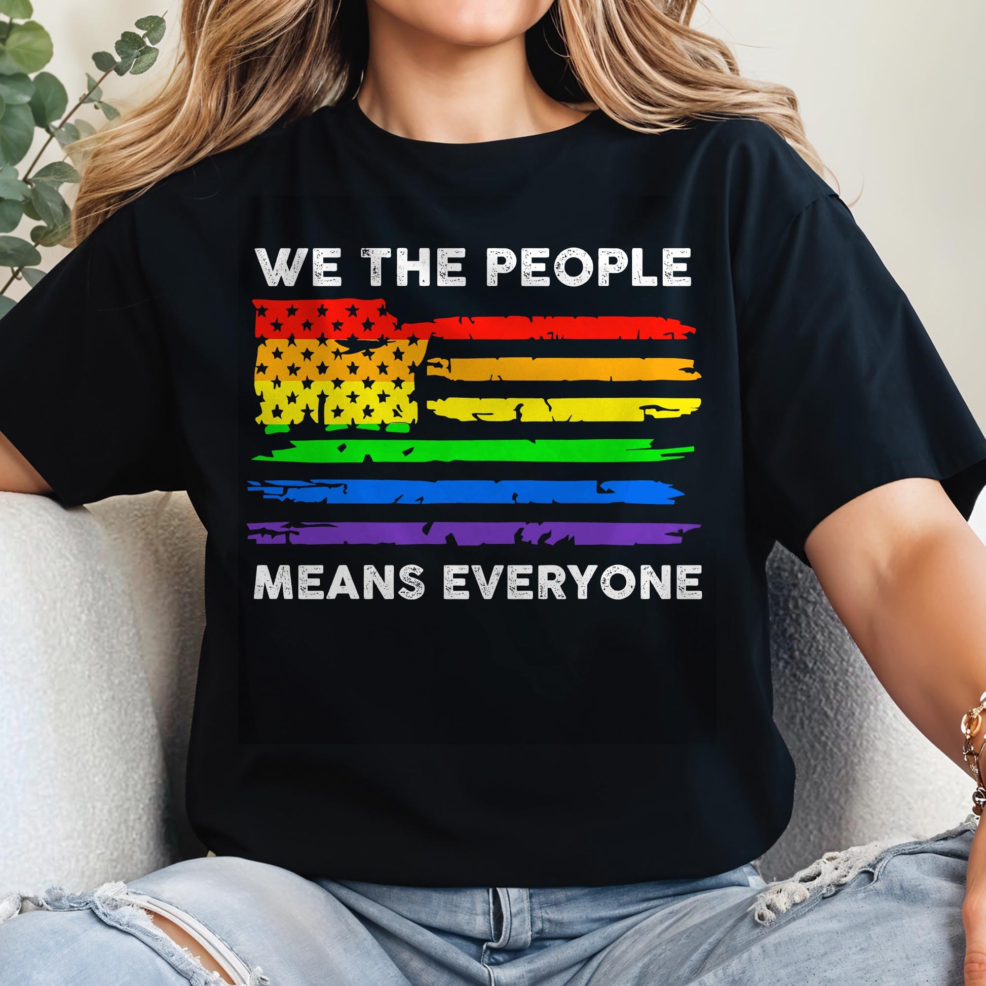 We The People Means Everyone Rainbow American Flag