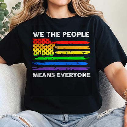 We The People Means Everyone Rainbow American Flag