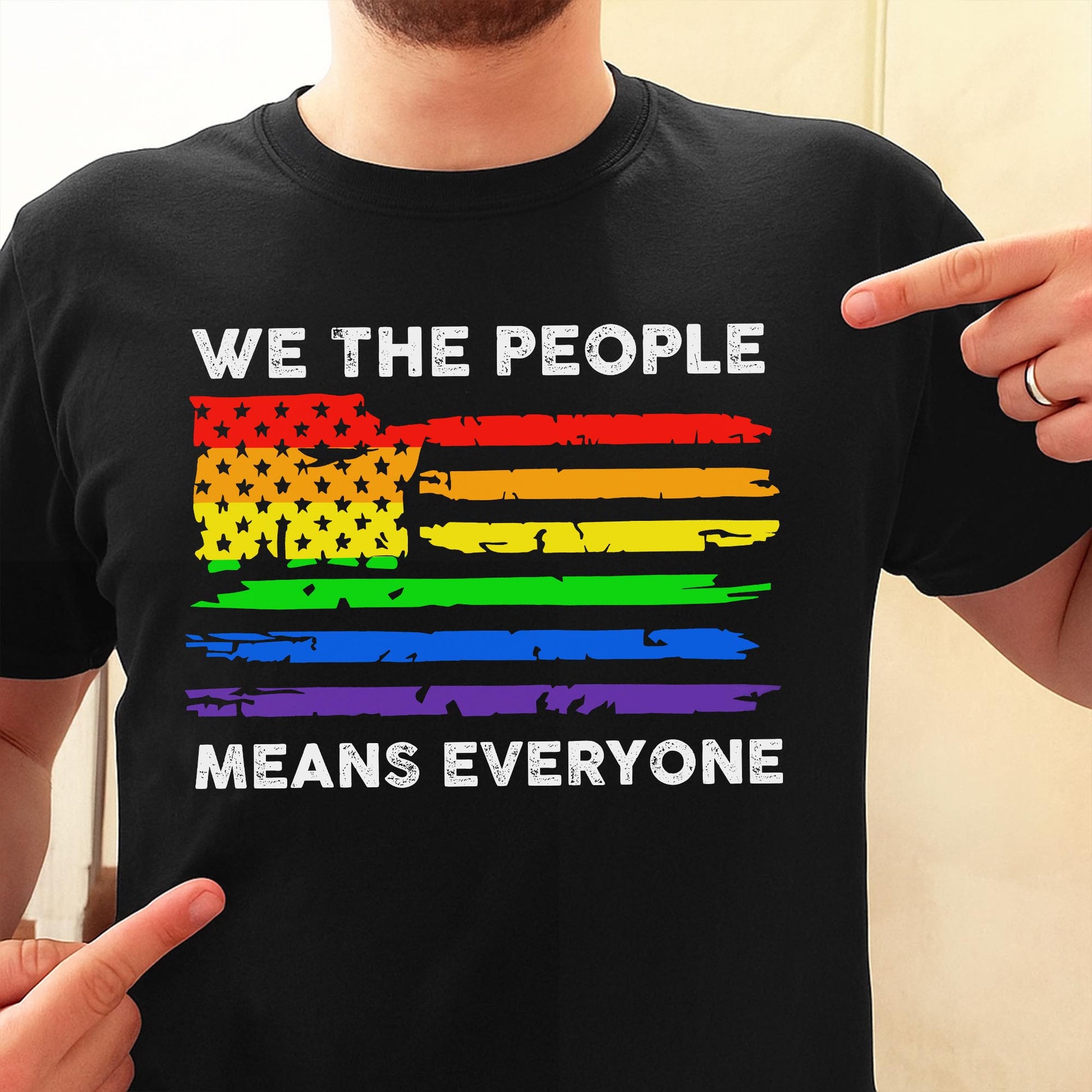 We The People Means Everyone Rainbow American Flag