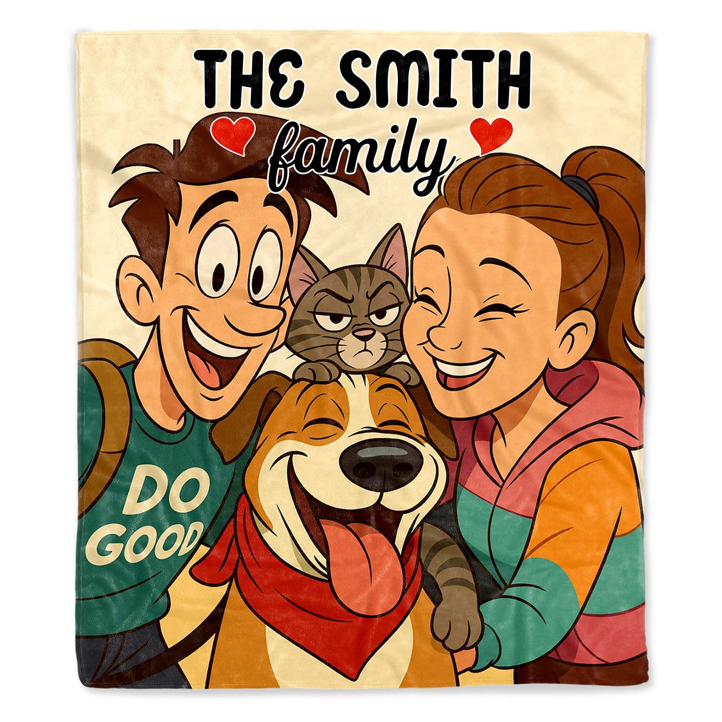 The Smith Family With Dog And Cat