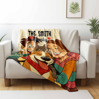 The Smith Family With Dog And Cat