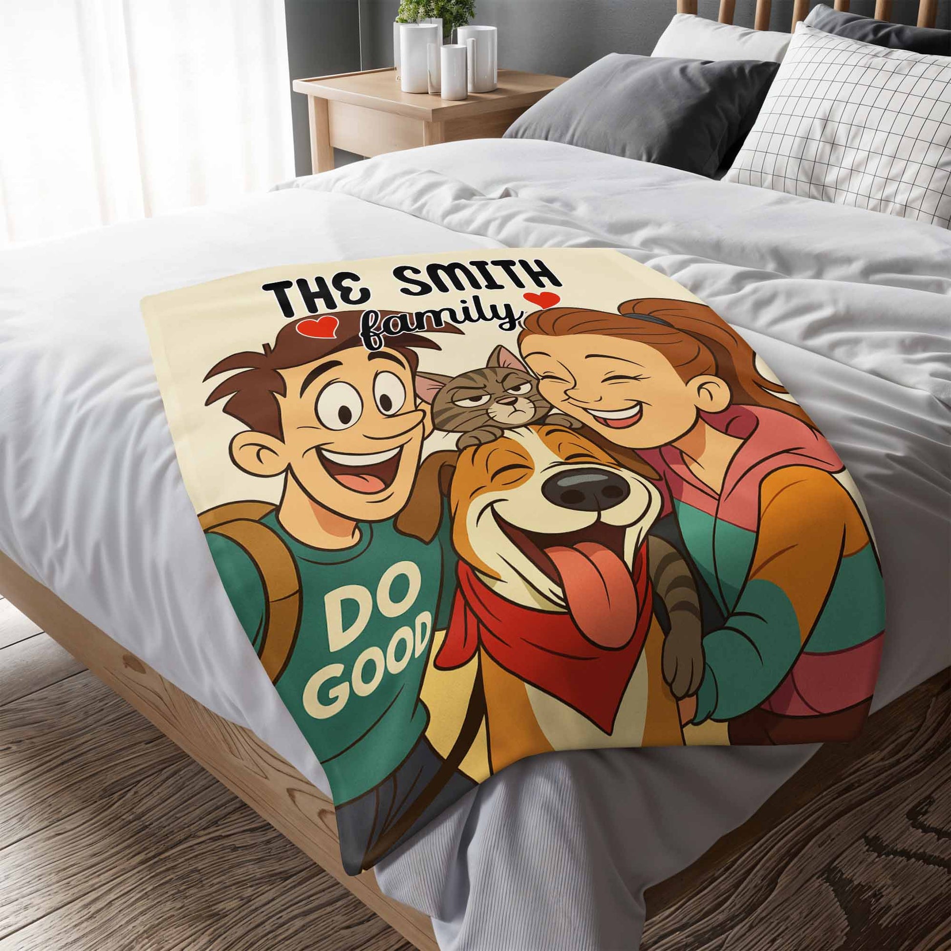 The Smith Family With Dog And Cat