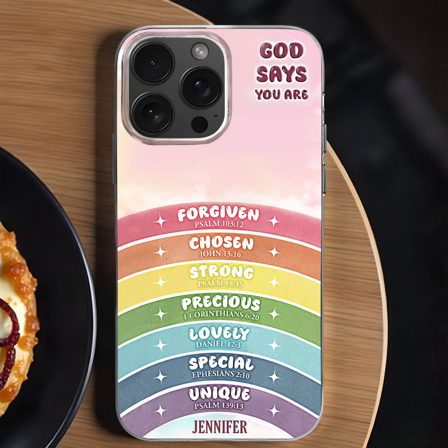 God Says You Are Forgiven, Chosen, Strong, Rainbow Phone Case