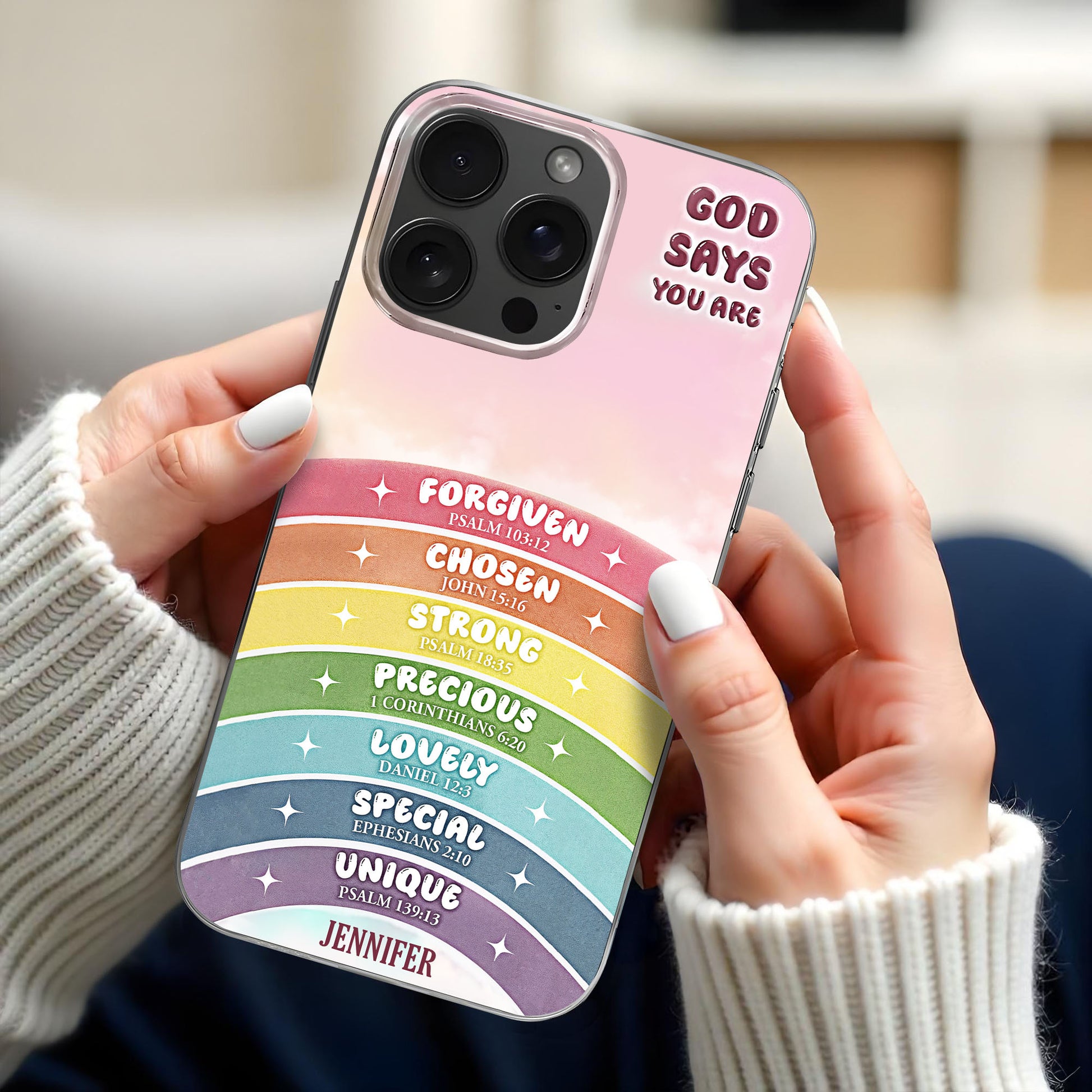 God Says You Are Forgiven, Chosen, Strong, Rainbow Phone Case