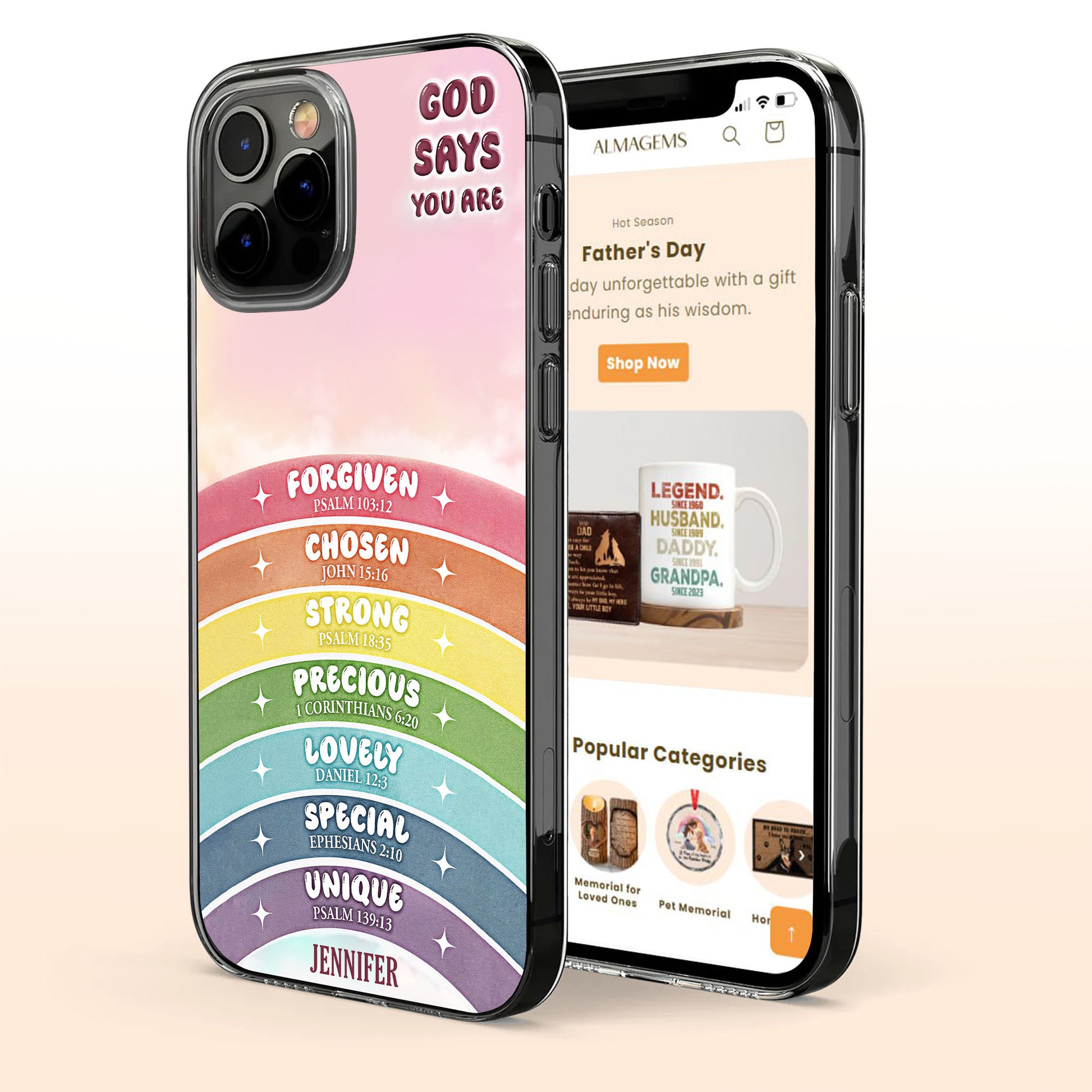 God Says You Are Forgiven, Chosen, Strong, Rainbow Phone Case