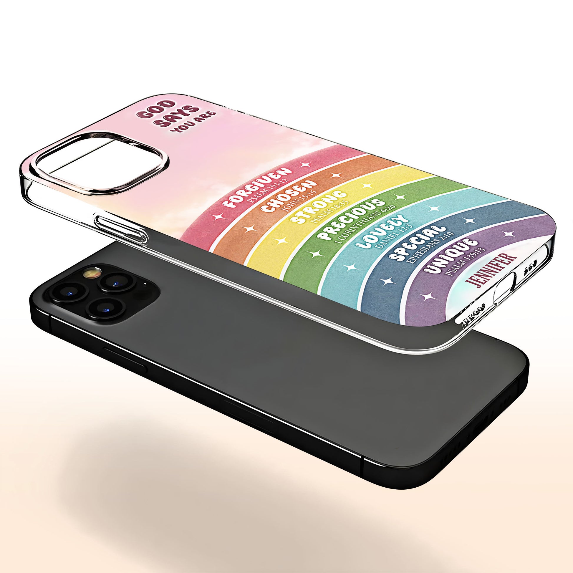 God Says You Are Forgiven, Chosen, Strong, Rainbow Phone Case