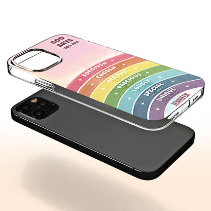God Says You Are Forgiven, Chosen, Strong, Rainbow Phone Case