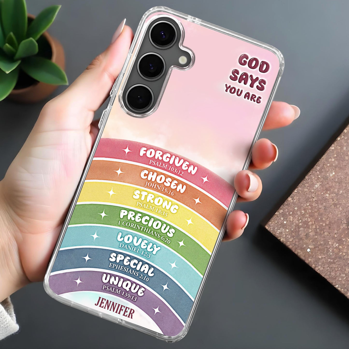 God Says You Are Forgiven, Chosen, Strong, Rainbow Phone Case