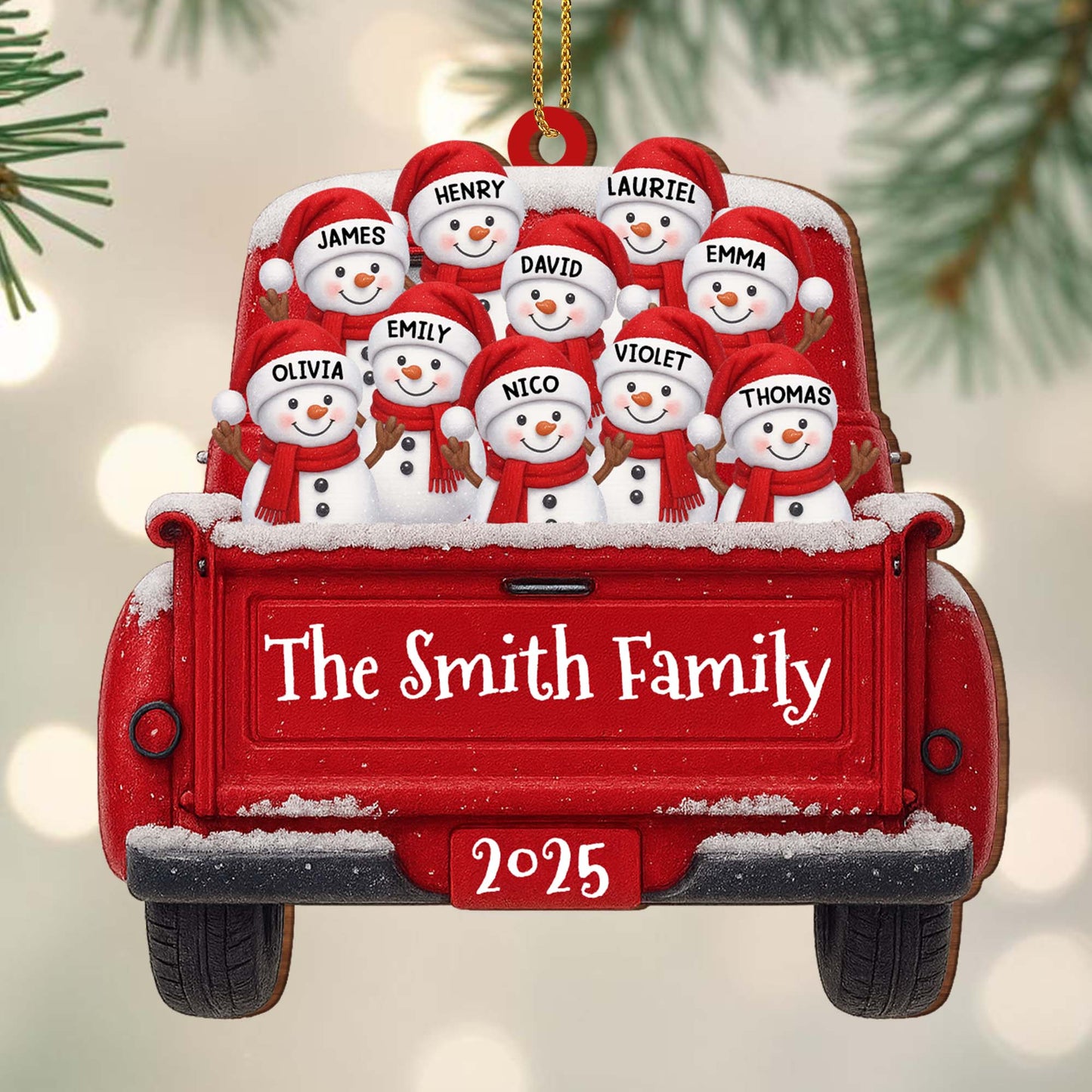 Celebrate Family Joy And Warmth With Snowmen In A Red Truck