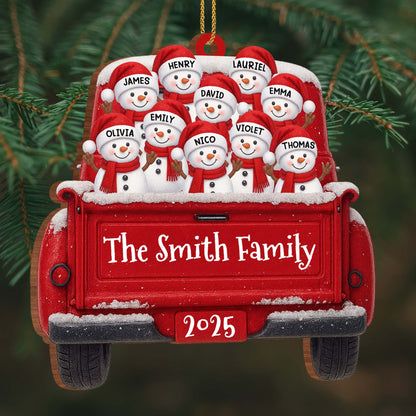 Celebrate Family Joy And Warmth With Snowmen In A Red Truck