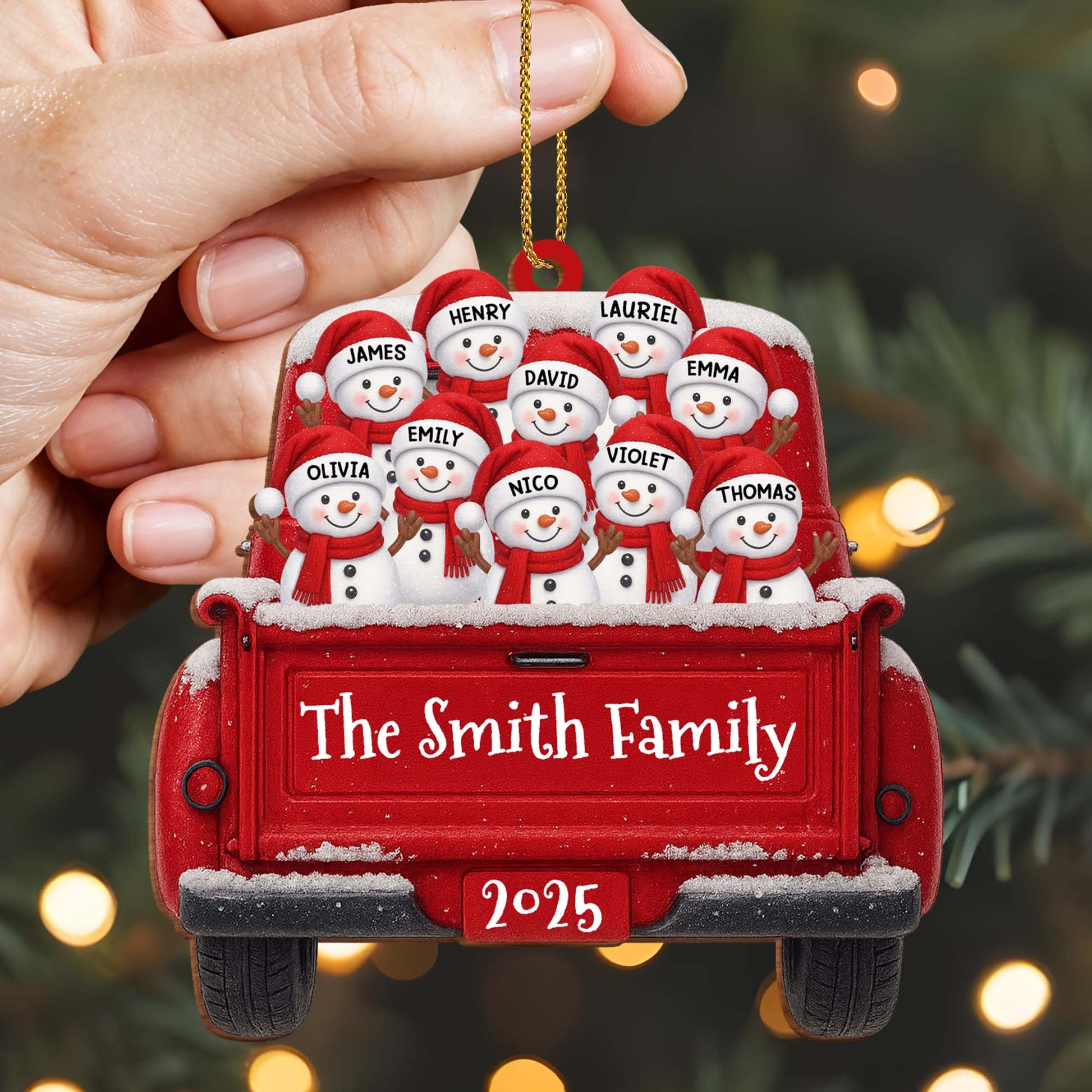 Celebrate Family Joy And Warmth With Snowmen In A Red Truck